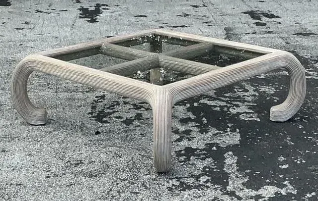 Vintage Coastal Washed Pencil Reed Coffee Table — additional photo 5