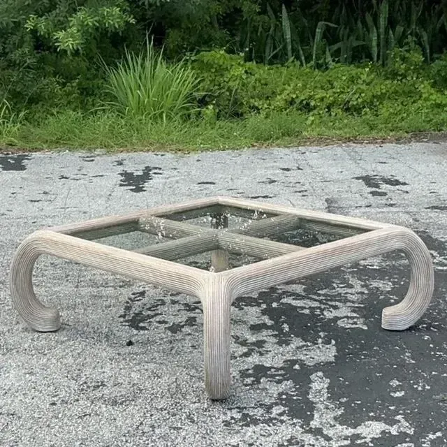 Vintage Coastal Washed Pencil Reed Coffee Table — additional photo 6