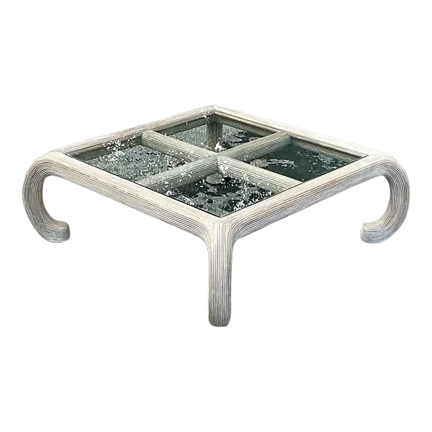 Vintage Coastal Washed Pencil Reed Coffee Table — additional photo 7