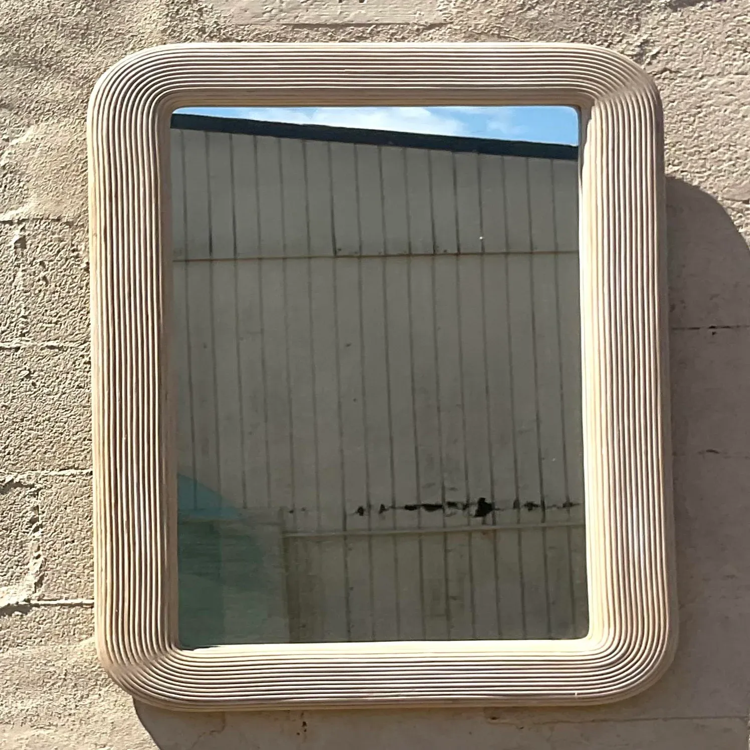 Vintage Coastal Washed Pencil Reed Mirror — additional photo 1