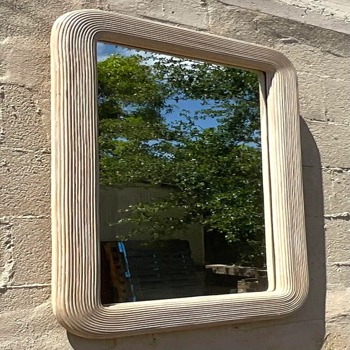Vintage Coastal Washed Pencil Reed Mirror — additional photo 2