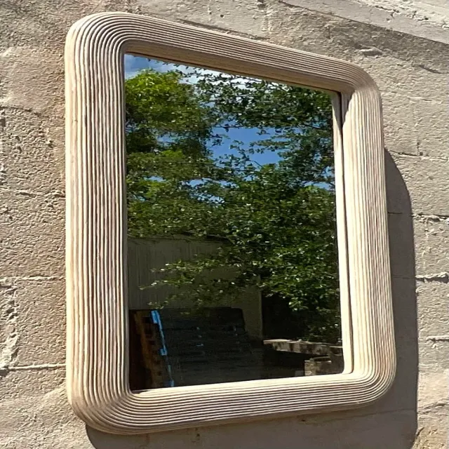 Vintage Coastal Washed Pencil Reed Mirror — additional photo 2