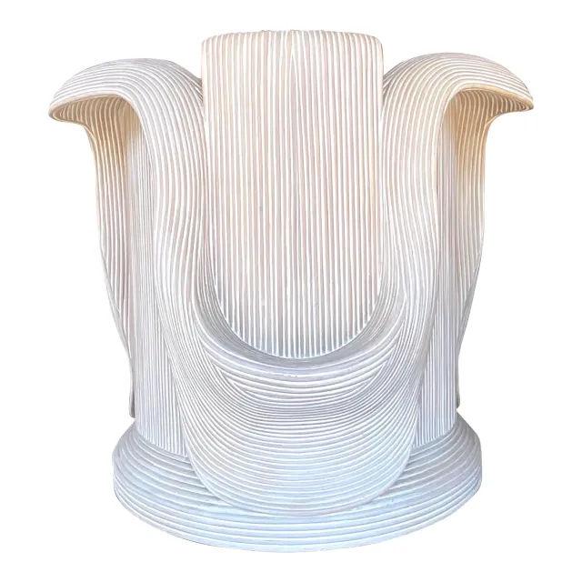 Vintage Coastal Washed Pencil Reed Pedestal After Betty Cobunpue — additional photo 1