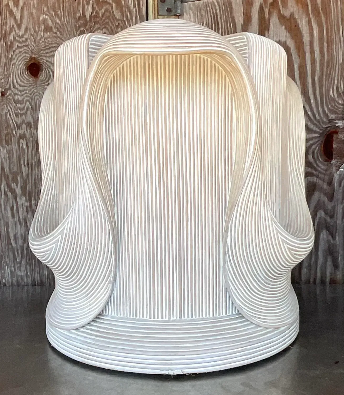 Vintage Coastal Washed Pencil Reed Pedestal After Betty Cobunpue — additional photo 2