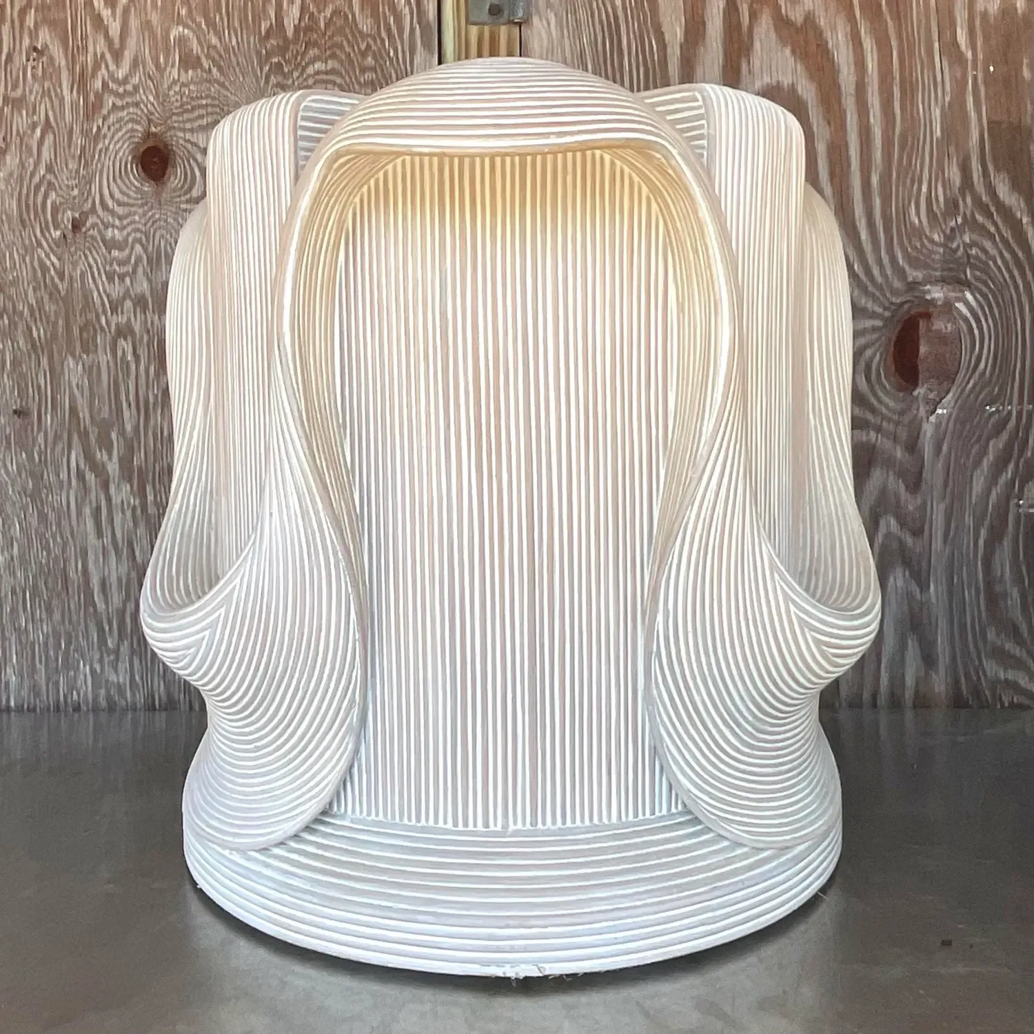 Vintage Coastal Washed Pencil Reed Pedestal After Betty Cobunpue — additional photo 4