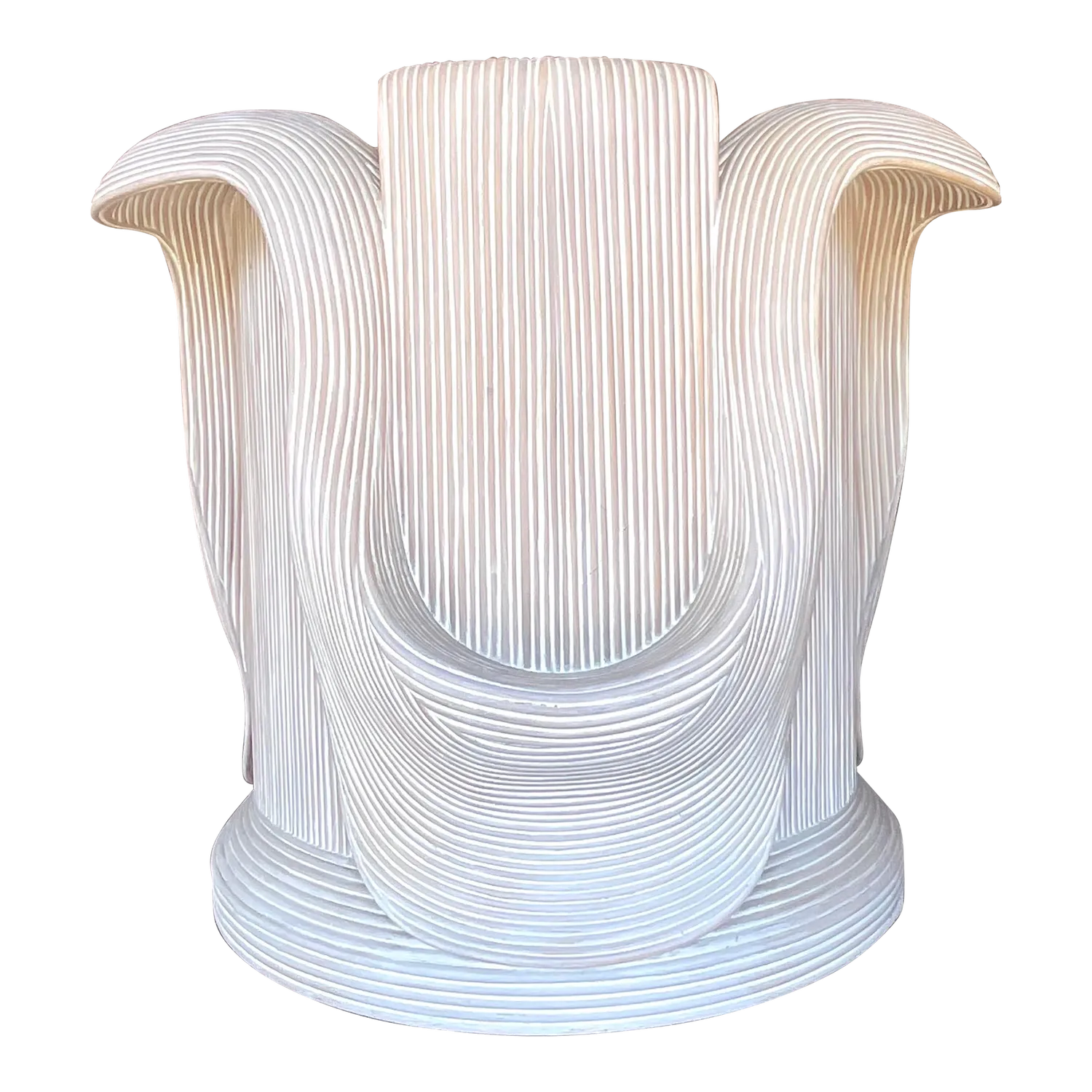 Vintage Coastal Washed Pencil Reed Pedestal After Betty Cobunpue — additional photo 5