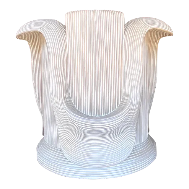 Vintage Coastal Washed Pencil Reed Pedestal After Betty Cobunpue — additional photo 5