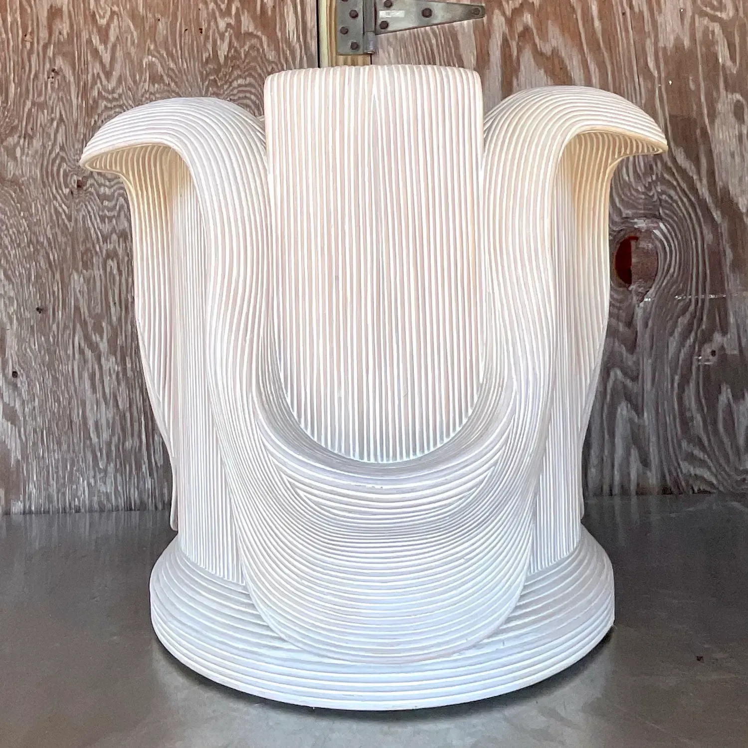 Vintage Coastal Washed Pencil Reed Pedestal After Betty Cobunpue — additional photo 8