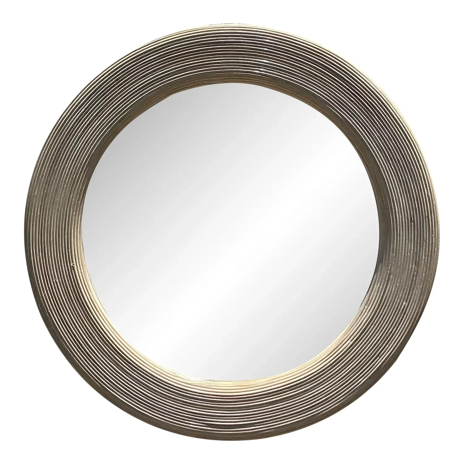 Vintage Coastal Washed Pencil Reed Round Mirror — additional photo 1