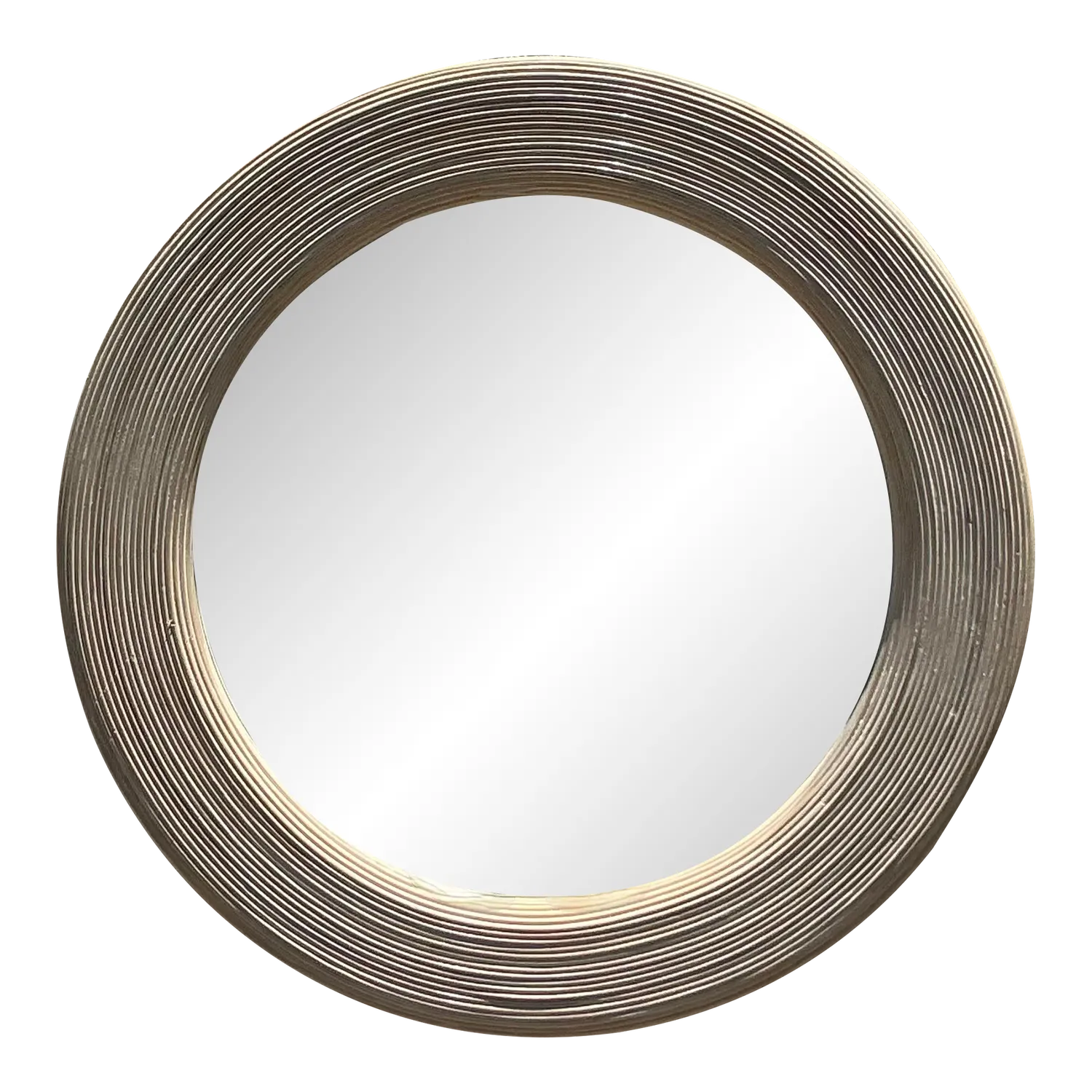 Vintage Coastal Washed Pencil Reed Round Mirror — additional photo 3