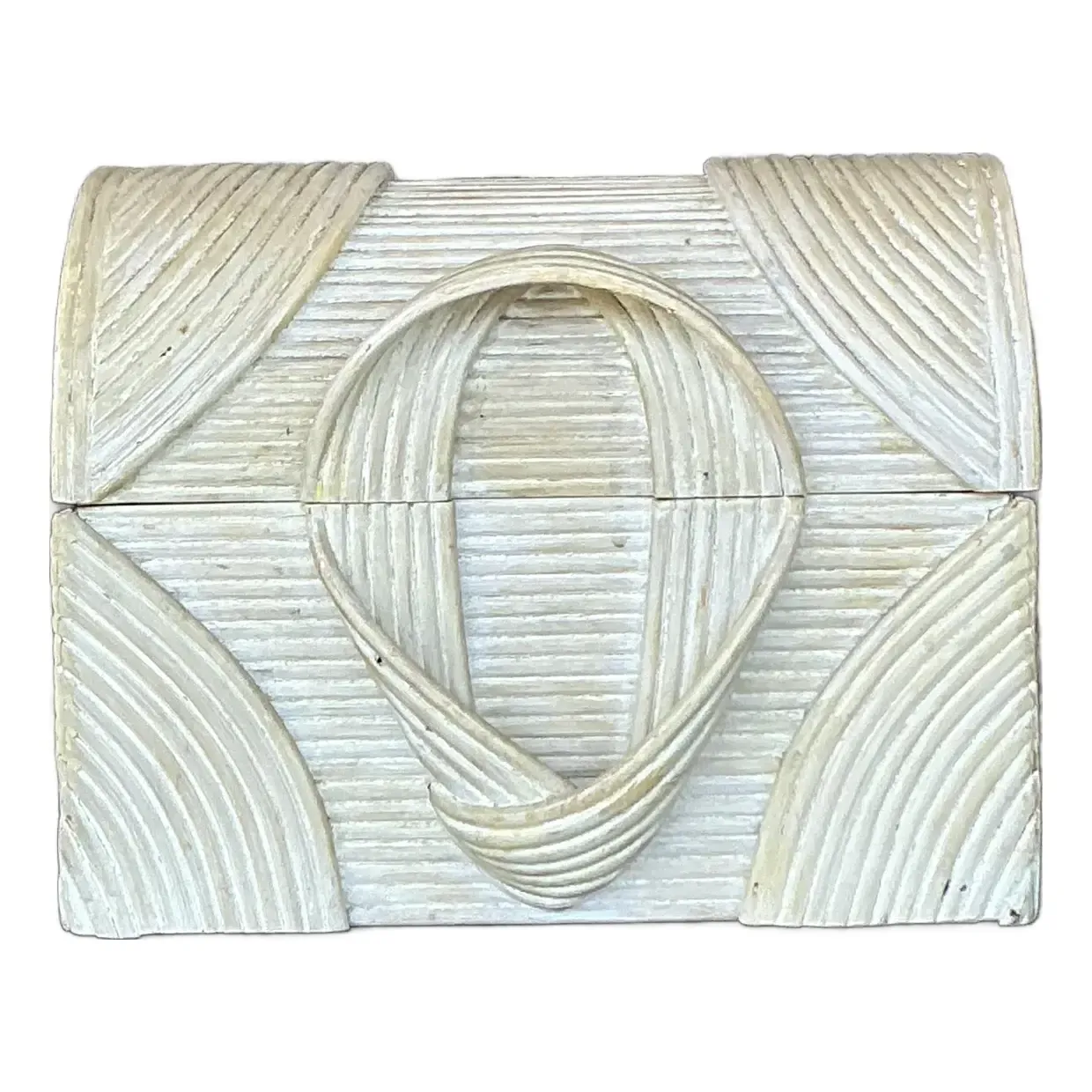 Vintage Coastal Washed Pencil Reed Treasure Chest Box — additional photo 1