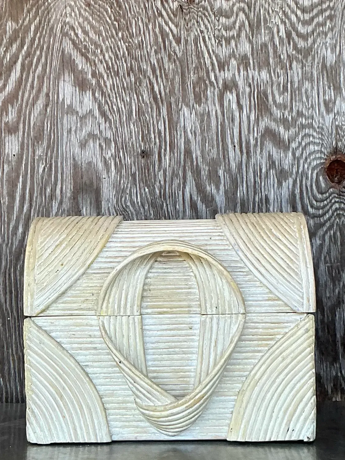 Vintage Coastal Washed Pencil Reed Treasure Chest Box — additional photo 5
