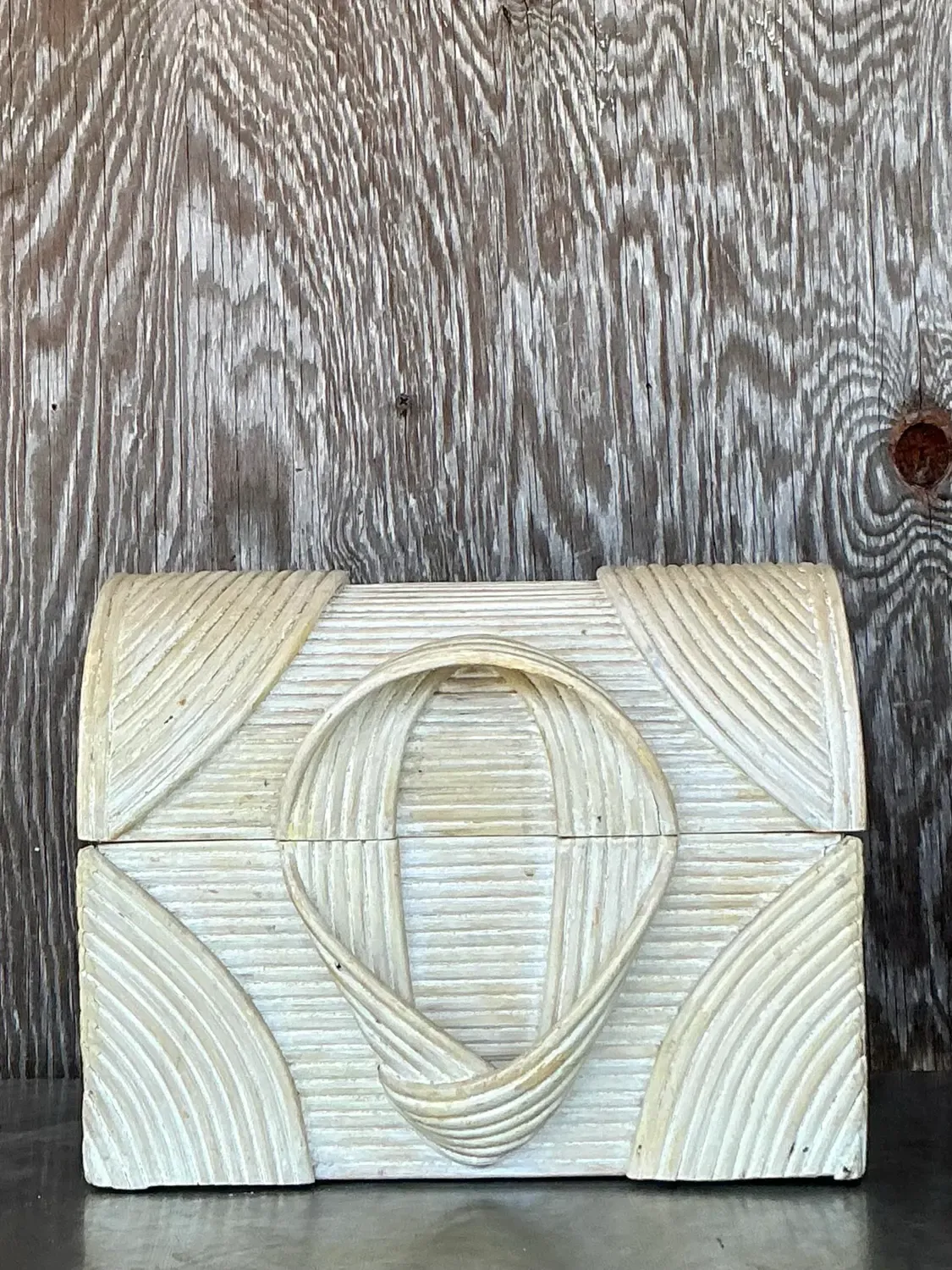 Vintage Coastal Washed Pencil Reed Treasure Chest Box — additional photo 8