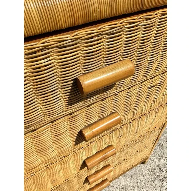 Vintage Coastal Woven Rattan Chest of Drawers — additional photo 2