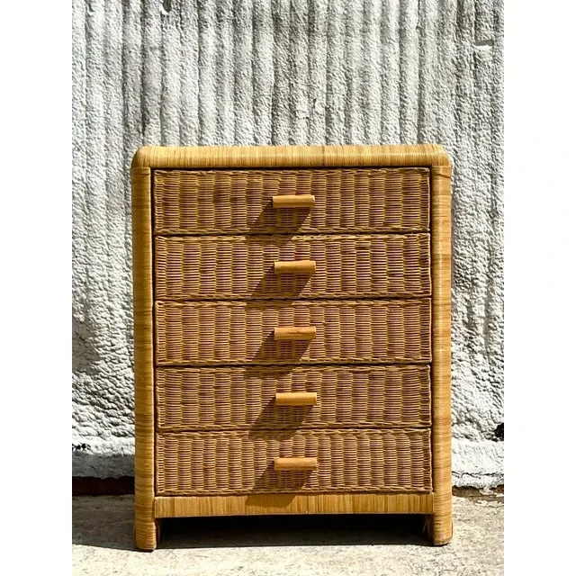 Vintage Coastal Woven Rattan Chest of Drawers — additional photo 4