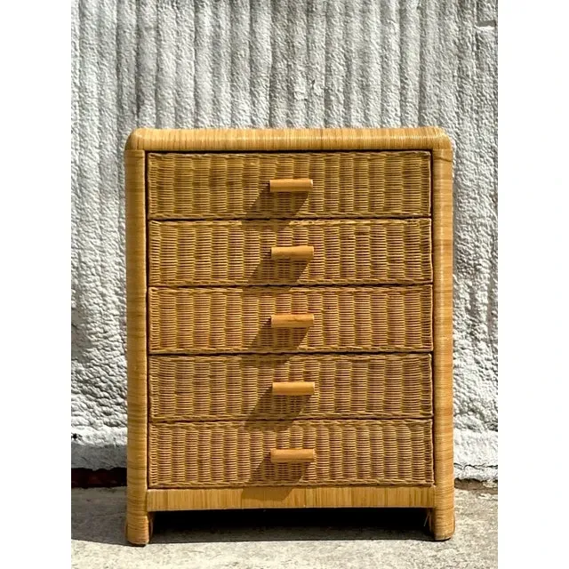 Vintage Coastal Woven Rattan Chest of Drawers — additional photo 5