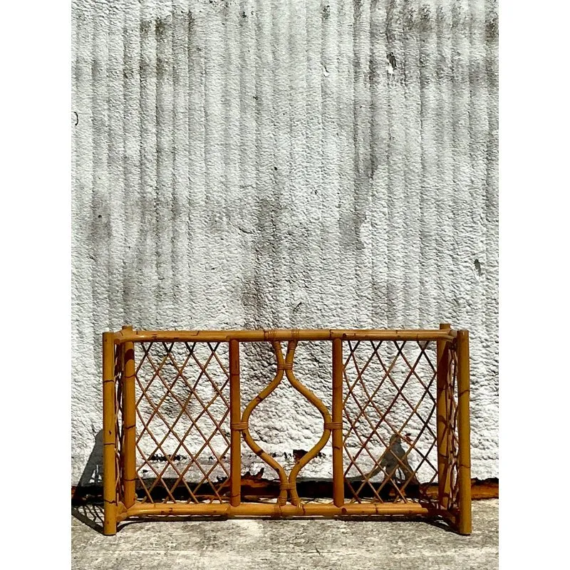 Vintage Coastal Woven Rattan Dining Table Pedestal — additional photo 4