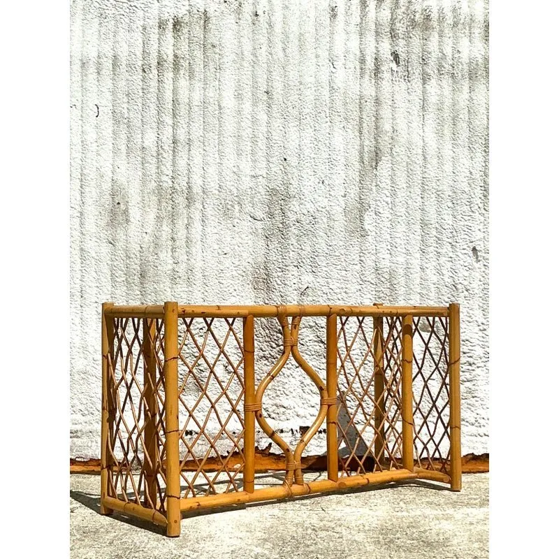 Vintage Coastal Woven Rattan Dining Table Pedestal — additional photo 5