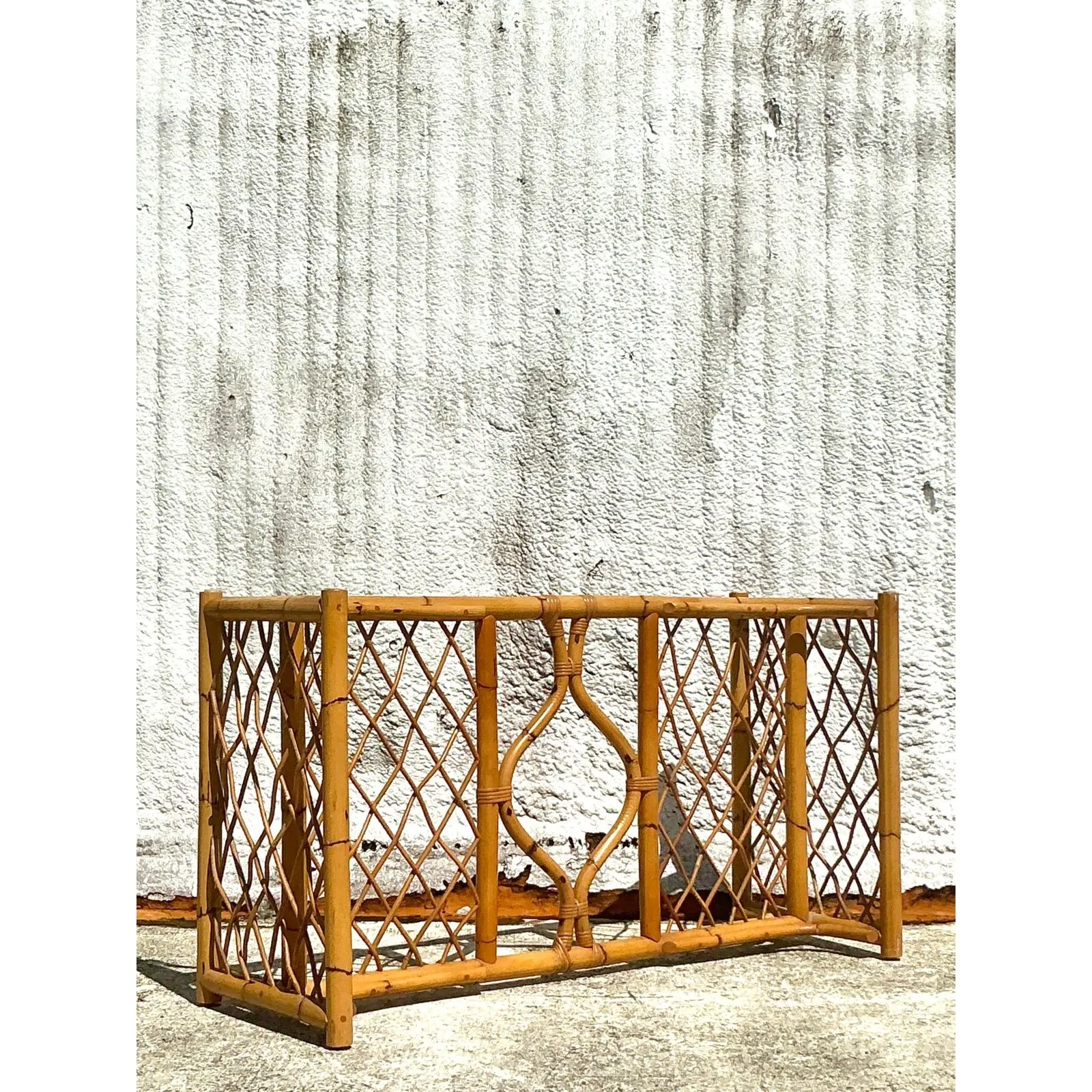 Vintage Coastal Woven Rattan Dining Table Pedestal — additional photo 7