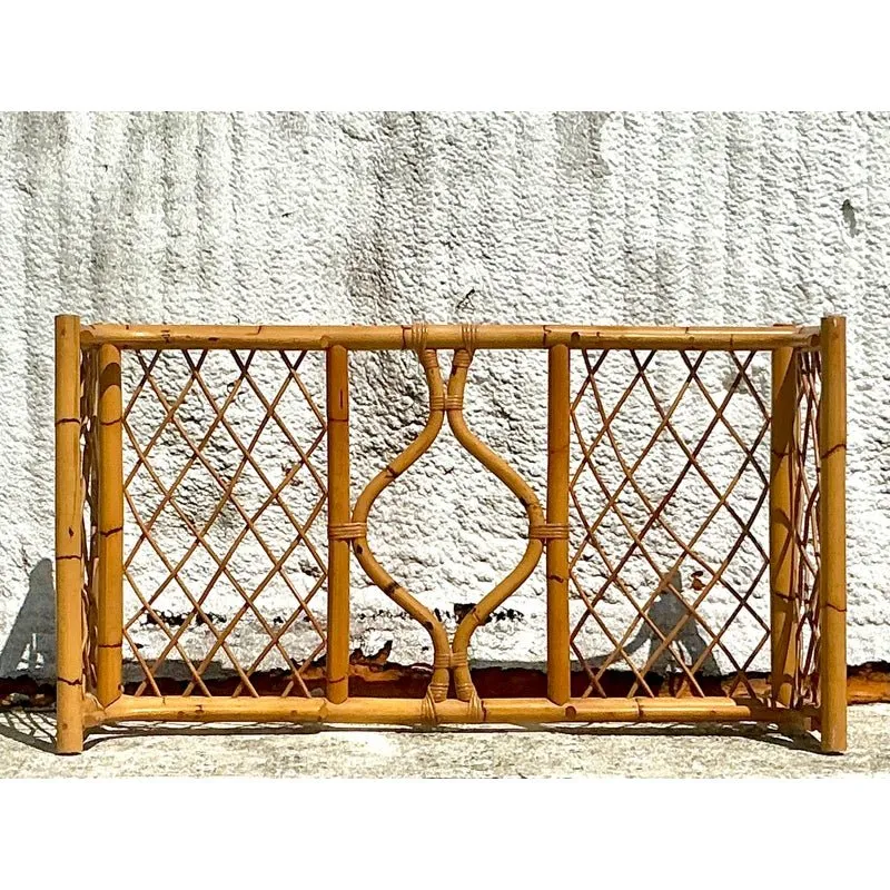 Vintage Coastal Woven Rattan Dining Table Pedestal — additional photo 3