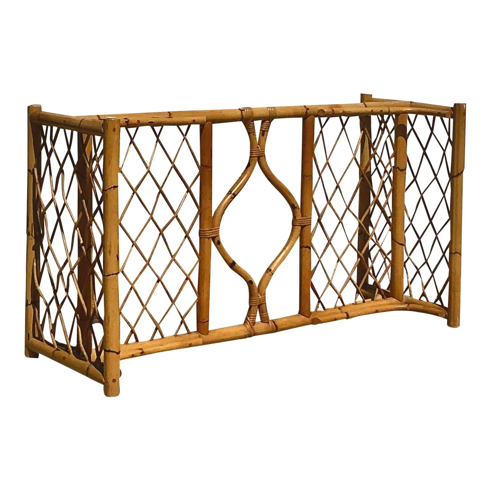 Vintage Coastal Woven Rattan Dining Table Pedestal — additional photo 1