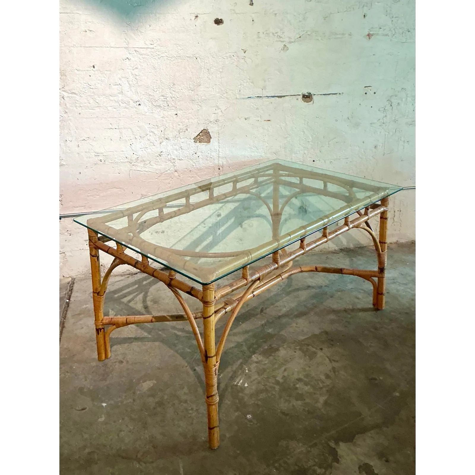 Vintage Coastal Wrapped Bamboo Dining Table — additional photo 2