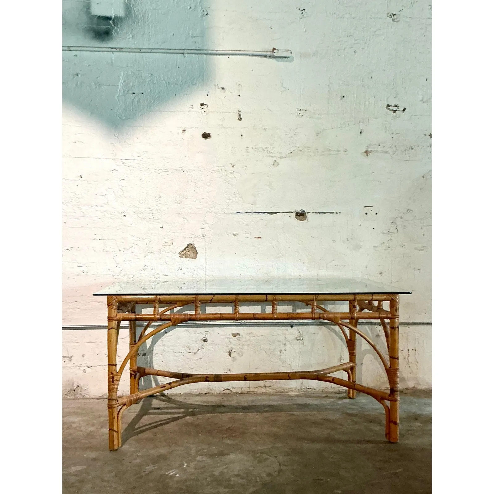 Vintage Coastal Wrapped Bamboo Dining Table — additional photo 5