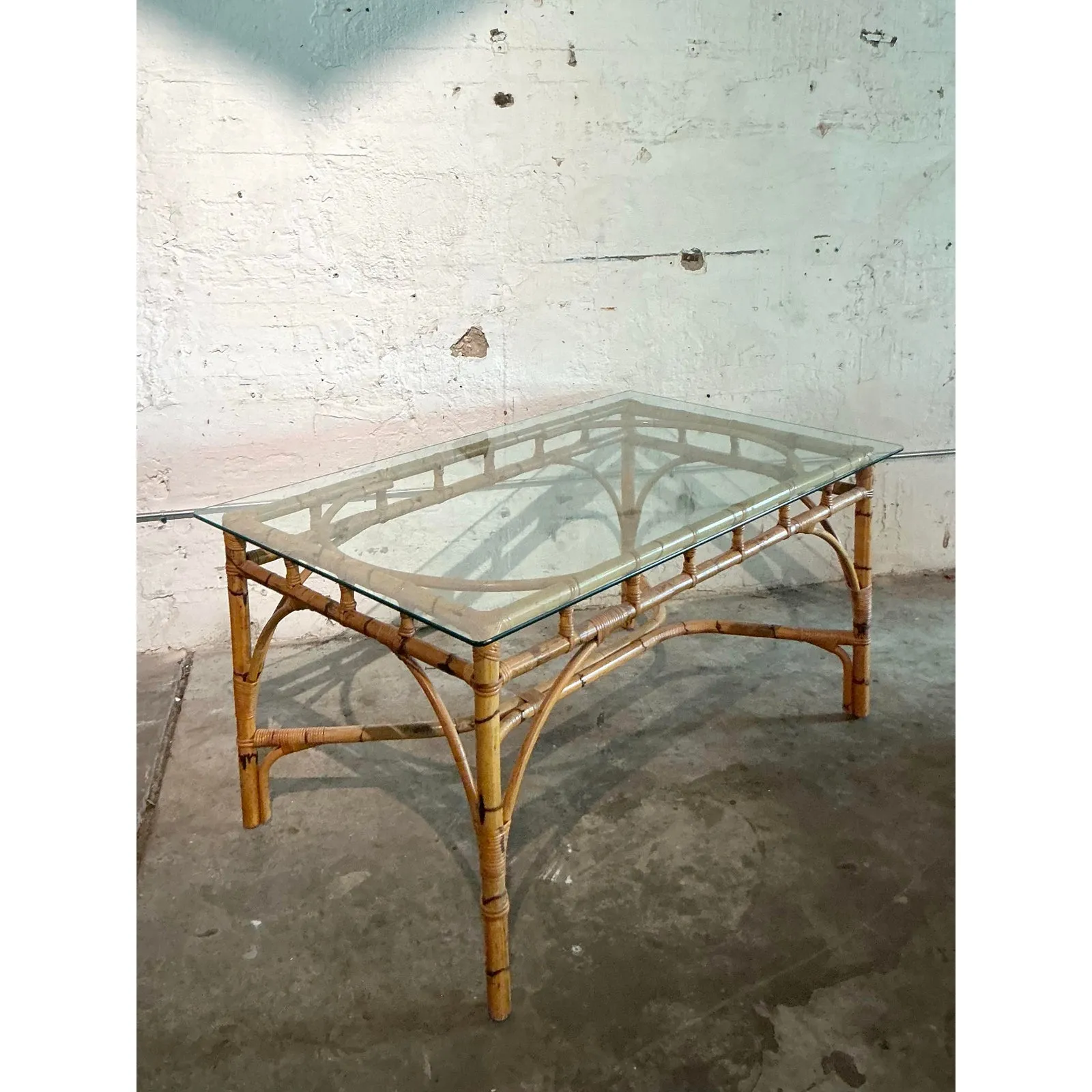 Vintage Coastal Wrapped Bamboo Dining Table — additional photo 6