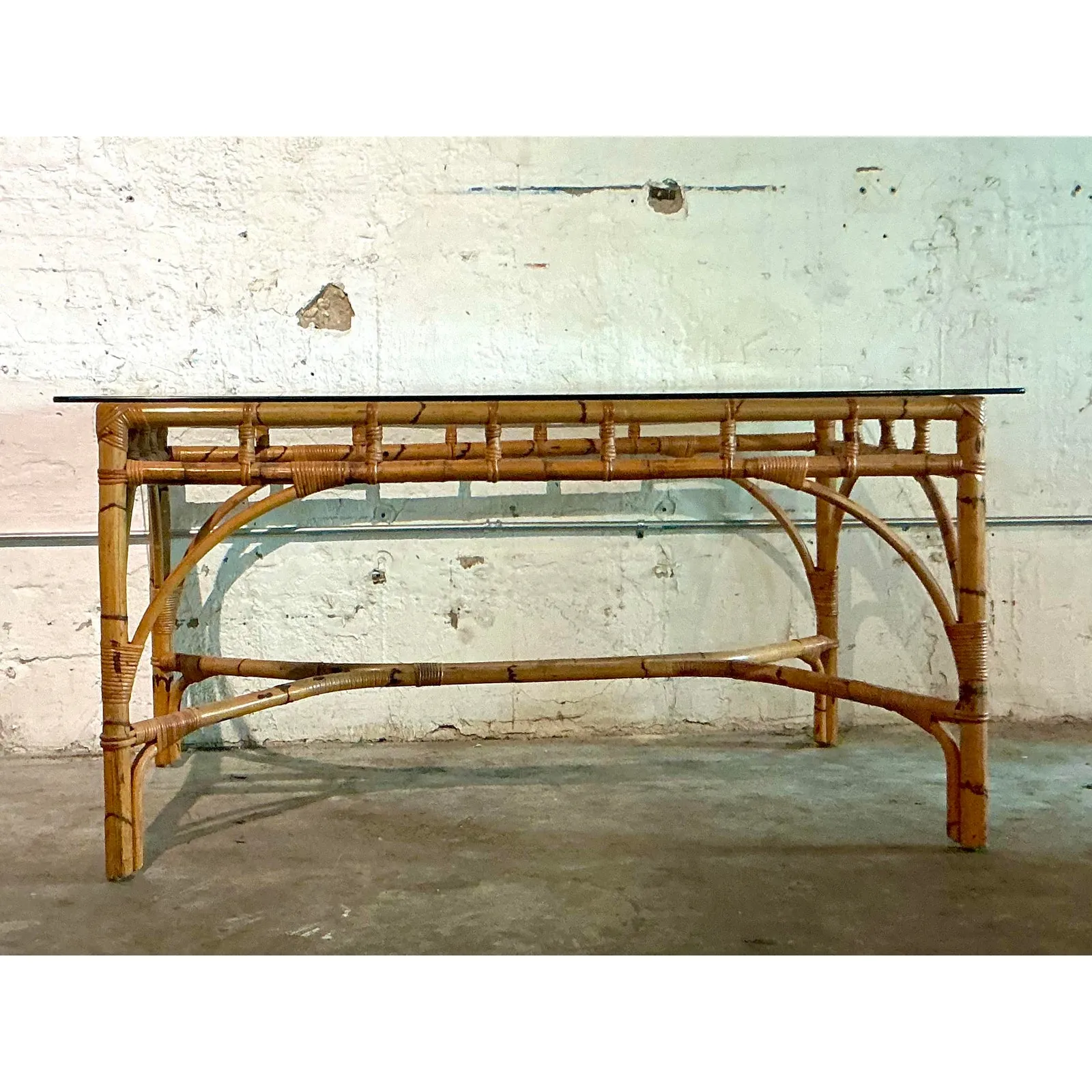 Vintage Coastal Wrapped Bamboo Dining Table — additional photo 7