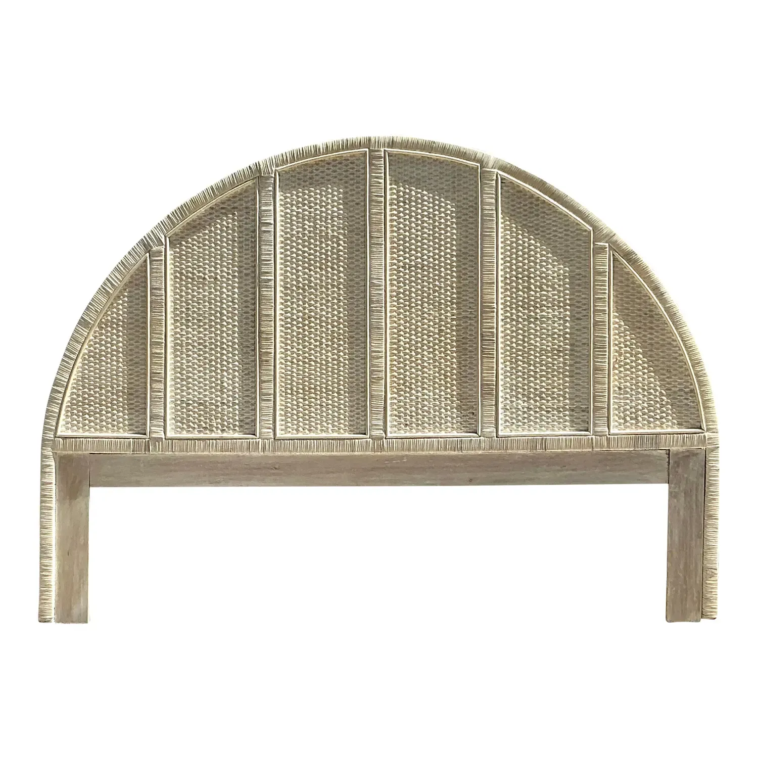 Vintage Coastal Wrapped Rattan Arched King Headboard