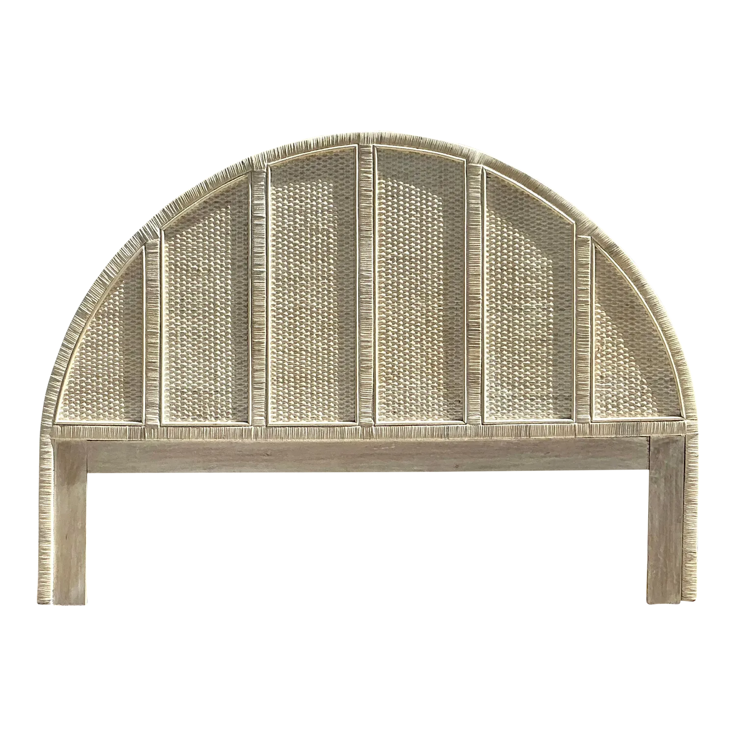 Vintage Coastal Wrapped Rattan Arched King Headboard — additional photo 2
