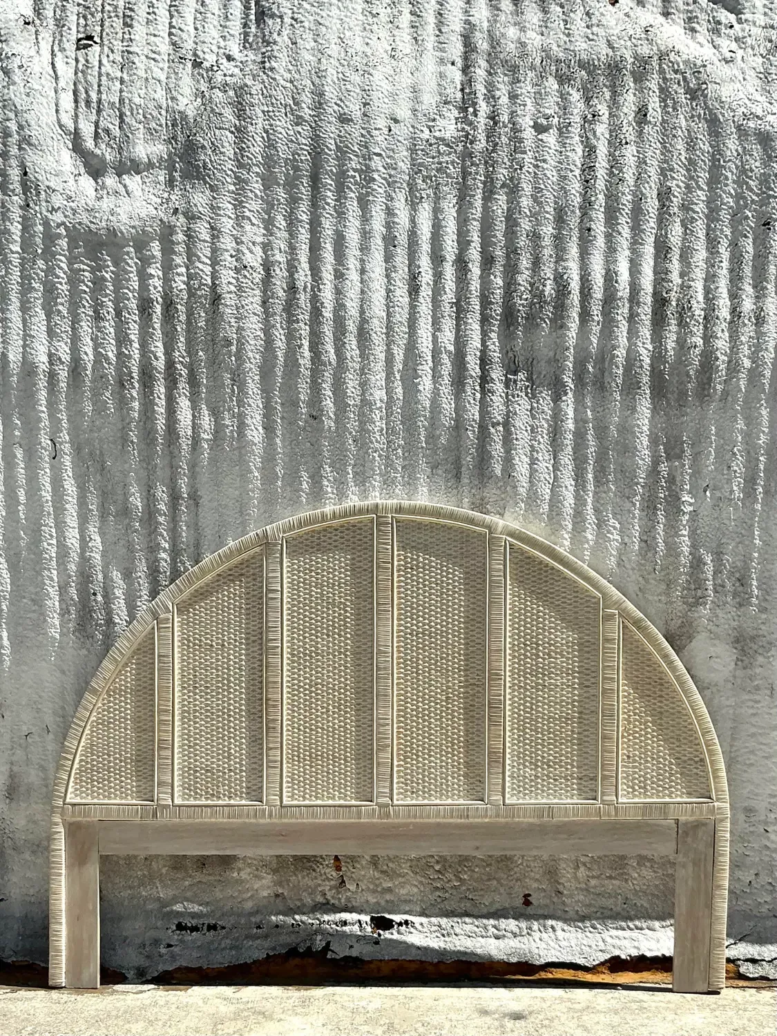 Vintage Coastal Wrapped Rattan Arched King Headboard — additional photo 3