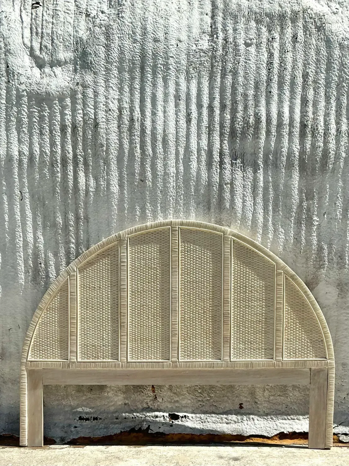 Vintage Coastal Wrapped Rattan Arched King Headboard — additional photo 5