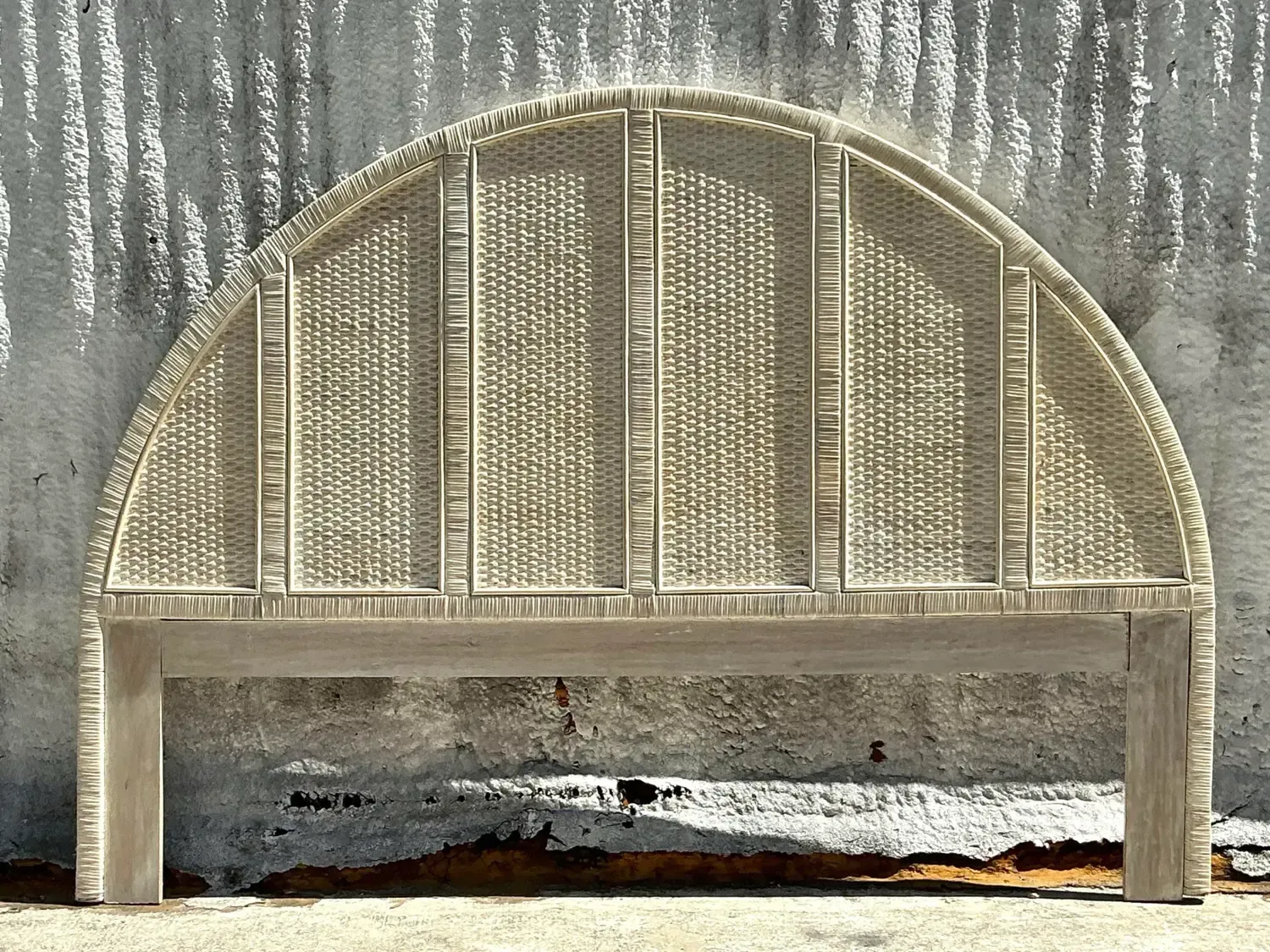 Vintage Coastal Wrapped Rattan Arched King Headboard — additional photo 6
