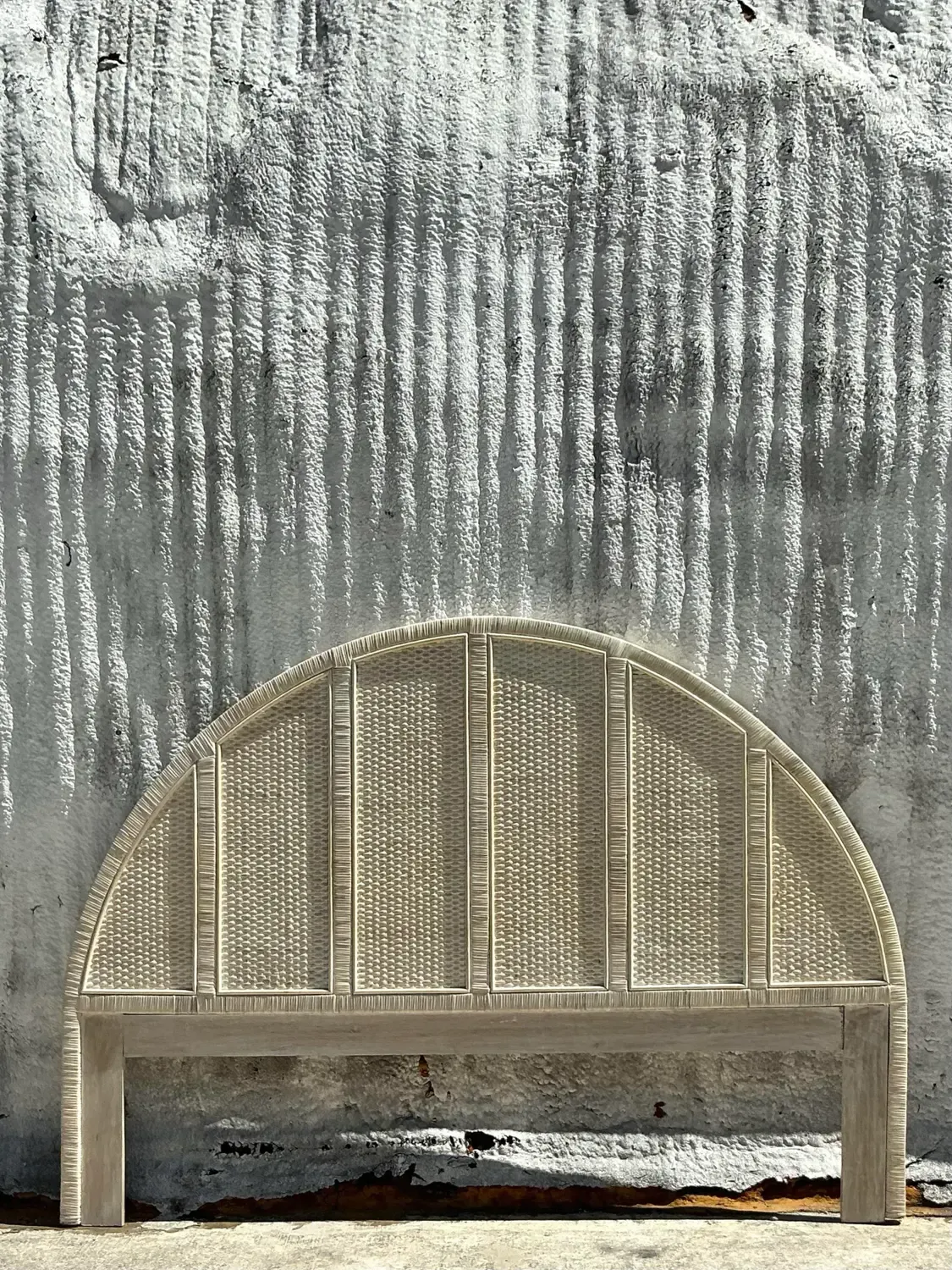 Vintage Coastal Wrapped Rattan Arched King Headboard — additional photo 7
