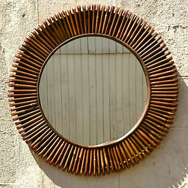 Vintage Coastal Wrapped Rattan Mirror — additional photo 2