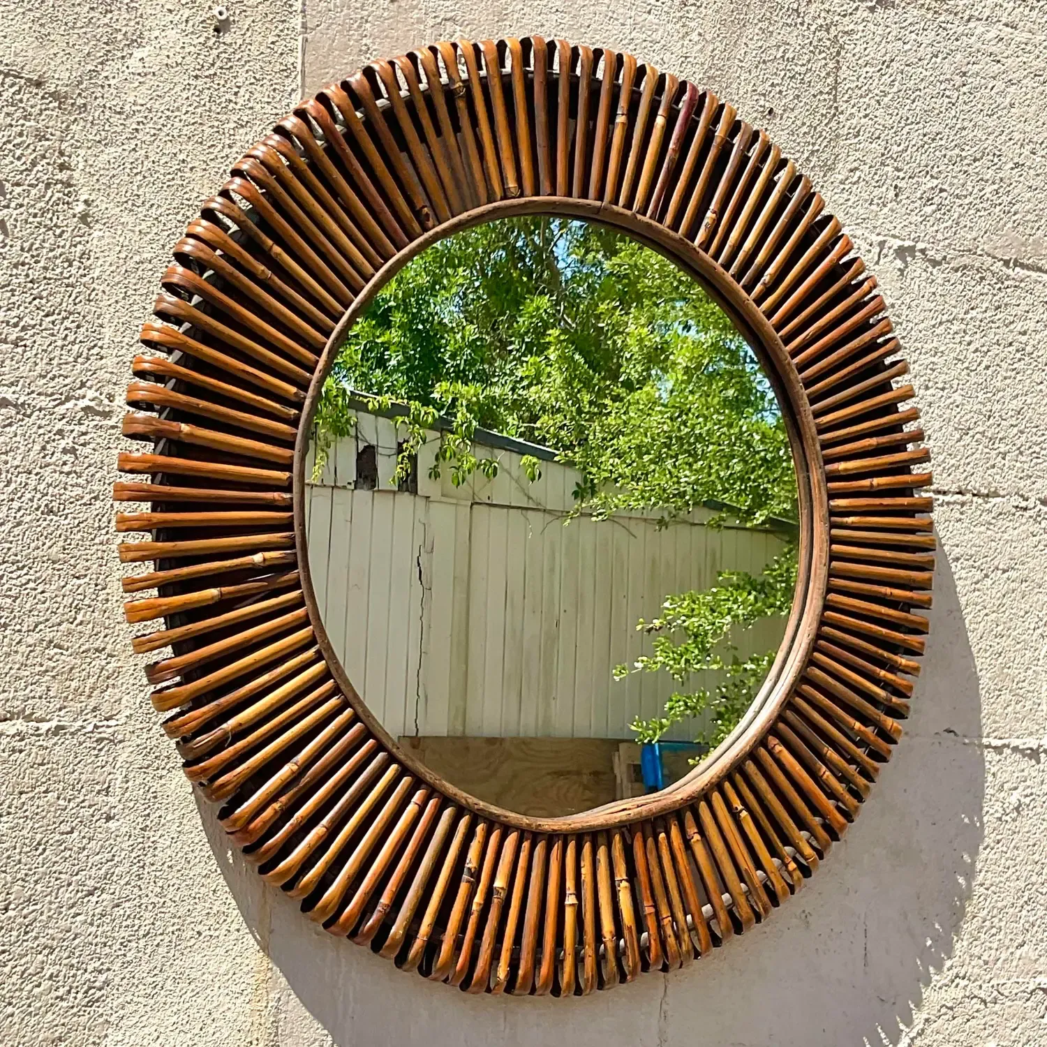 Vintage Coastal Wrapped Rattan Mirror — additional photo 3