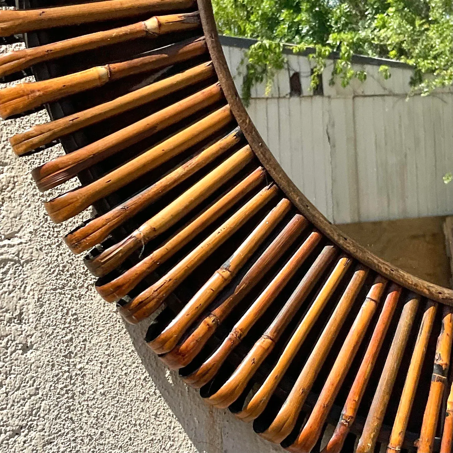 Vintage Coastal Wrapped Rattan Mirror — additional photo 4