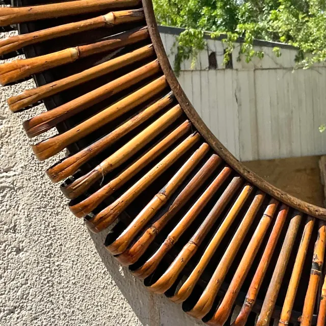 Vintage Coastal Wrapped Rattan Mirror — additional photo 4