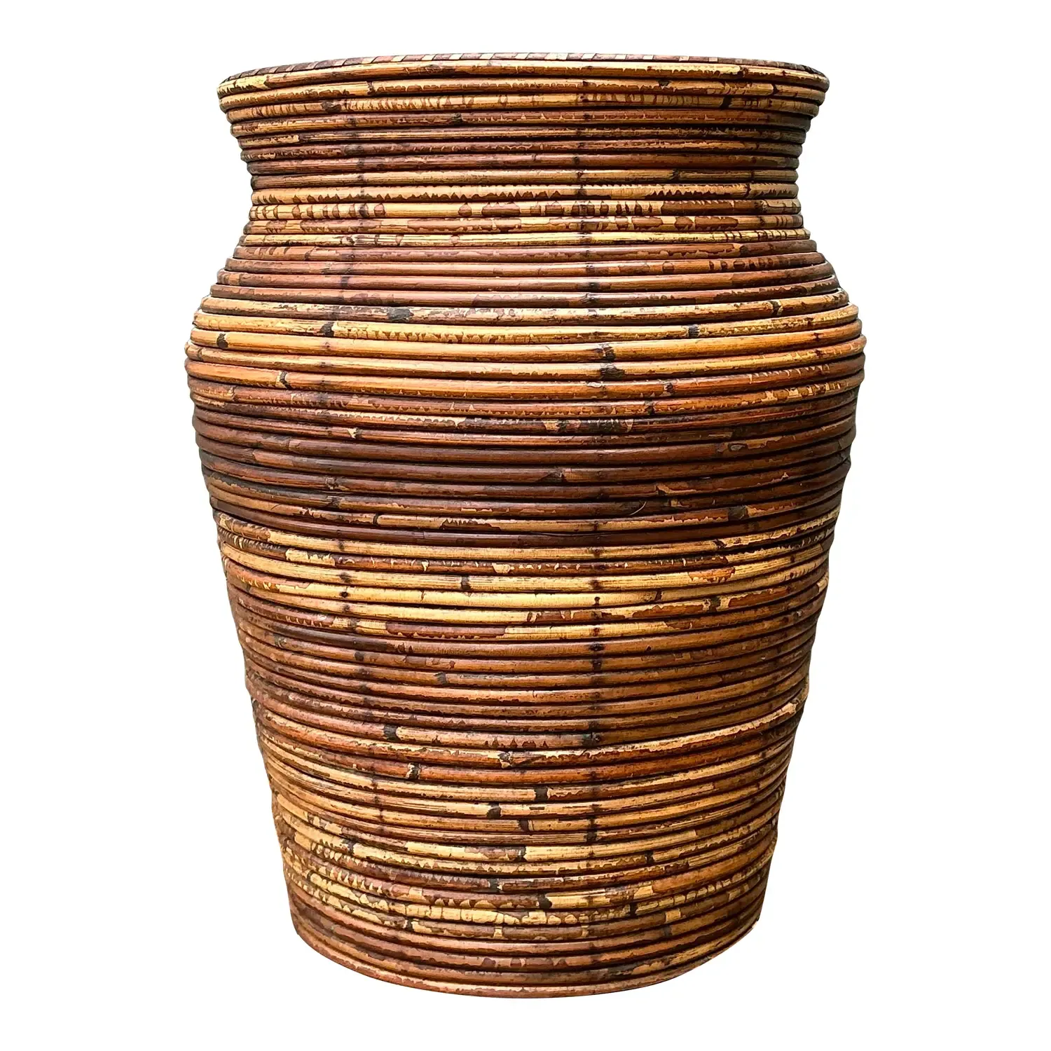 Vintage Coiled Pencil Reed Floor Vase — additional photo 1