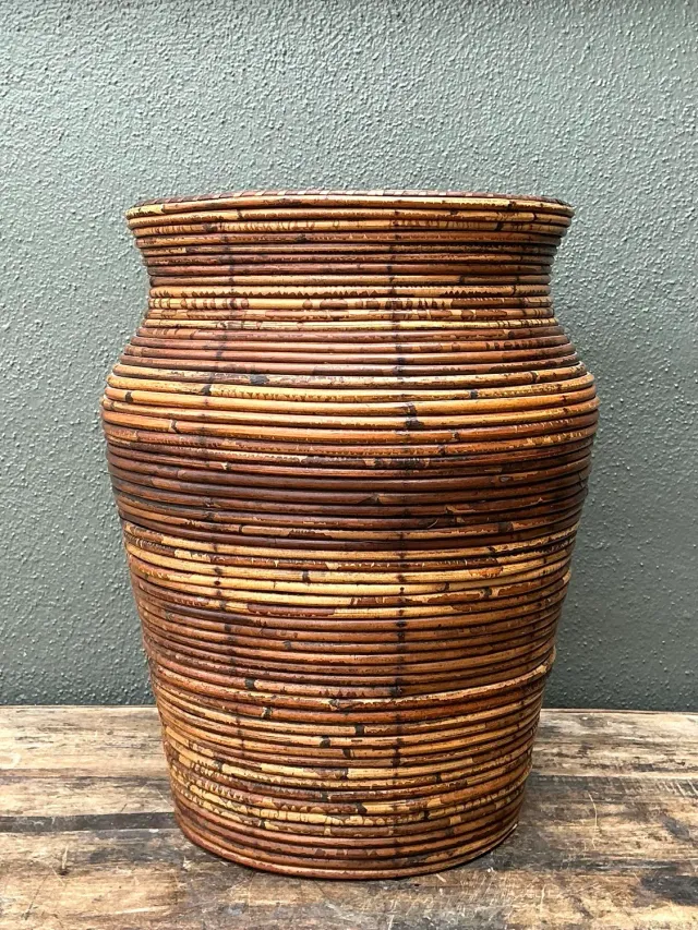 Vintage Coiled Pencil Reed Floor Vase — additional photo 4