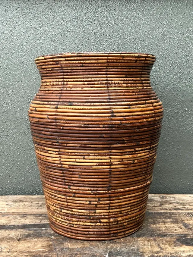 Vintage Coiled Pencil Reed Floor Vase — additional photo 5