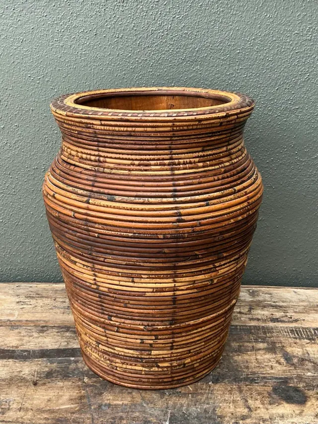 Vintage Coiled Pencil Reed Floor Vase — additional photo 7