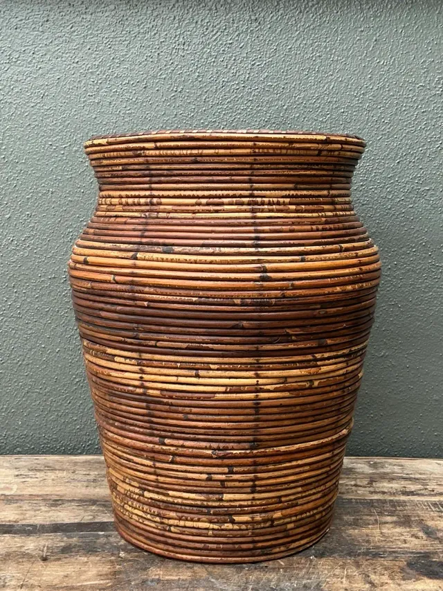 Vintage Coiled Pencil Reed Floor Vase — additional photo 8