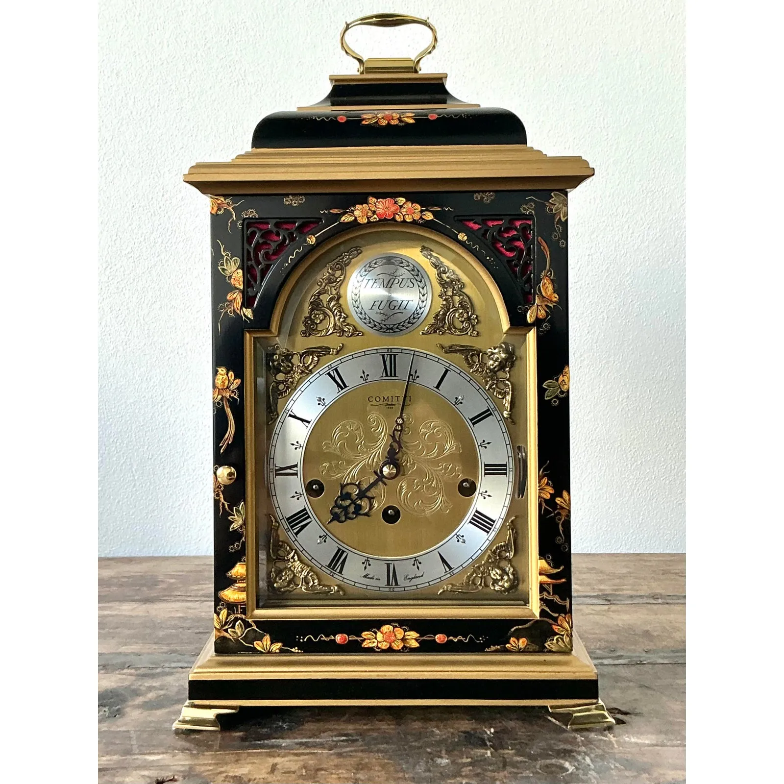 Vintage Comitti of London Floral Mantle Clock — additional photo 5