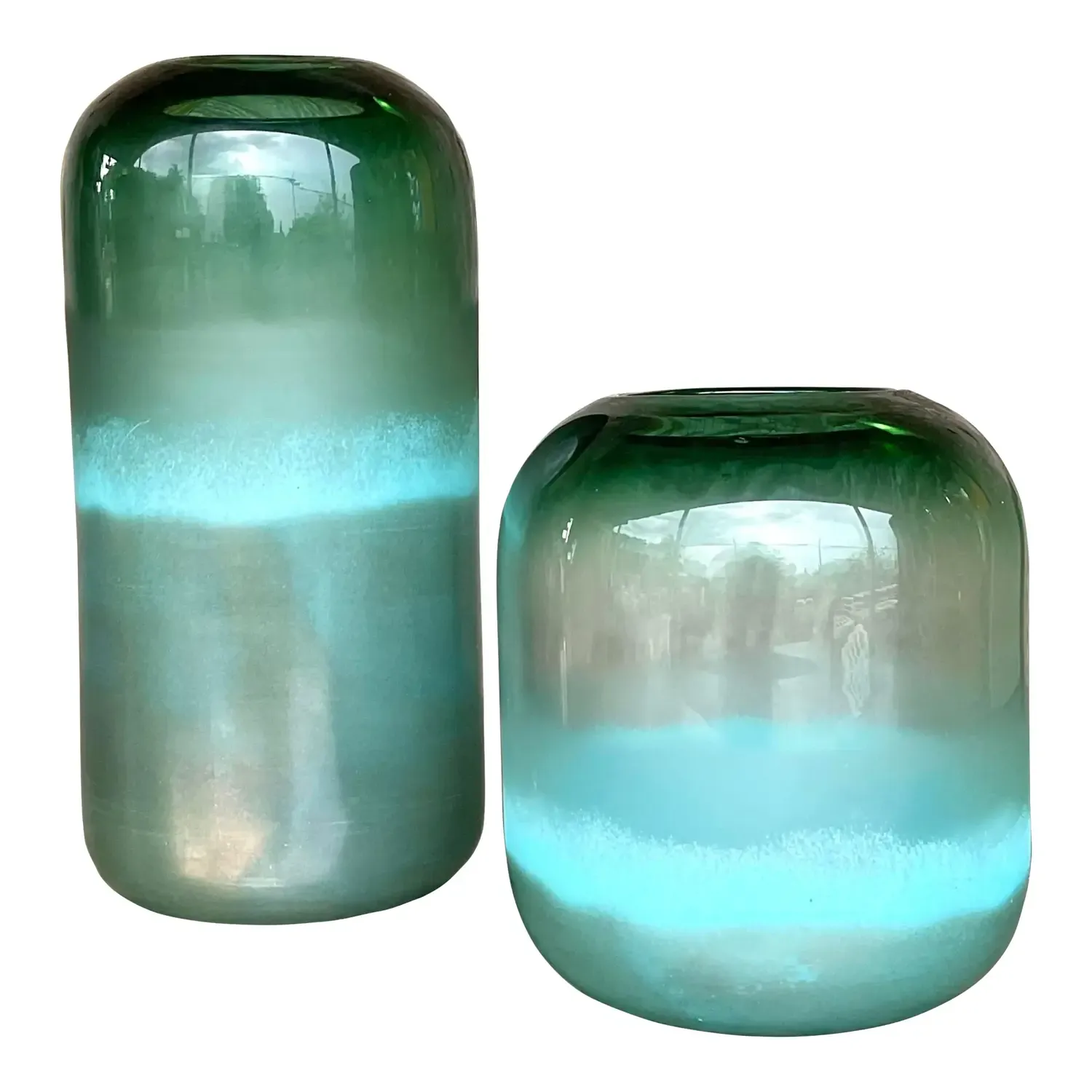 Vintage Contemporary Art Glass Ombre Vases - Set of 2 — additional photo 1
