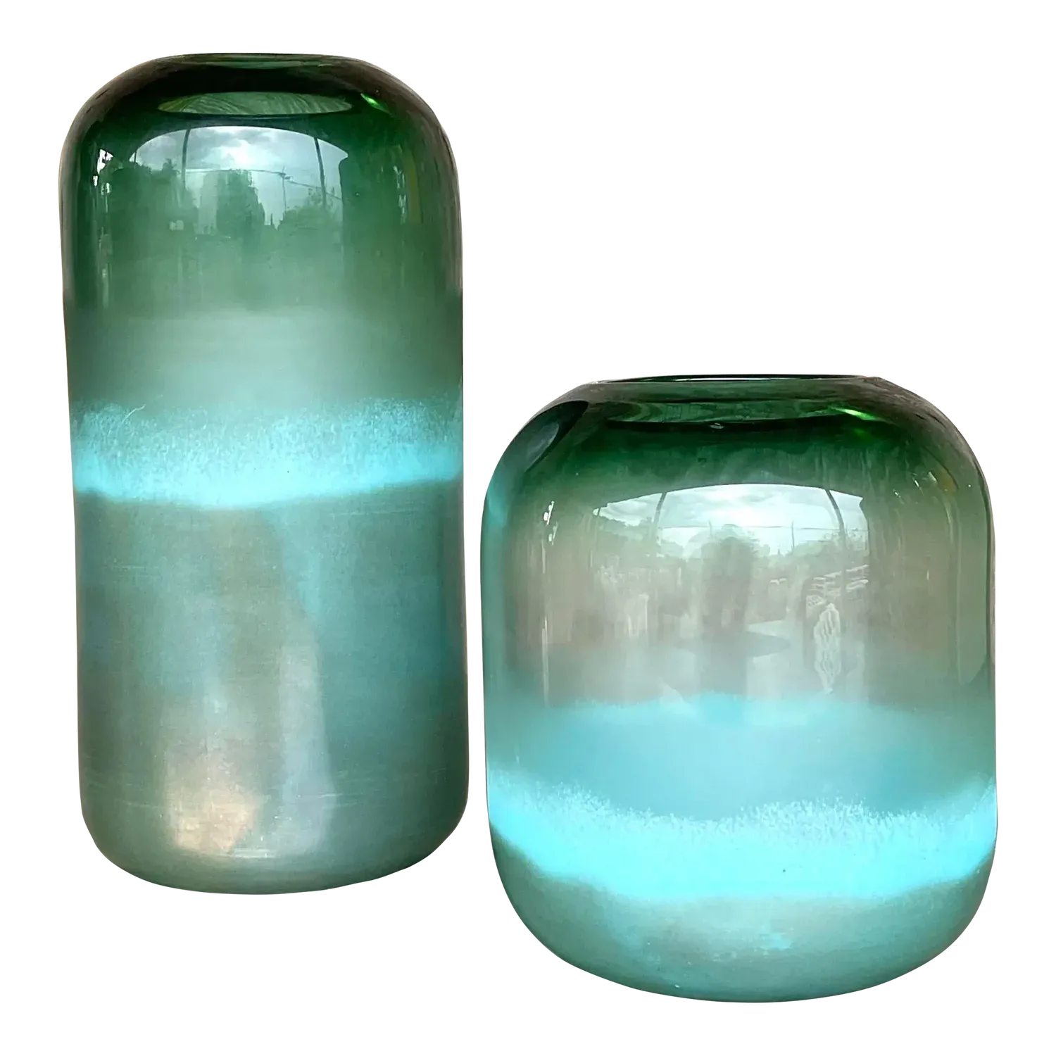 Vintage Contemporary Art Glass Ombre Vases - Set of 2 — additional photo 3