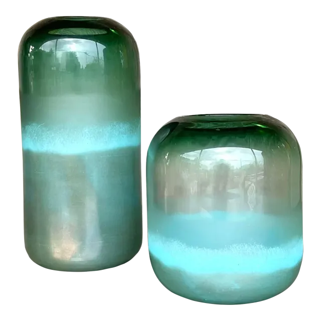 Vintage Contemporary Art Glass Ombre Vases - Set of 2 — additional photo 3