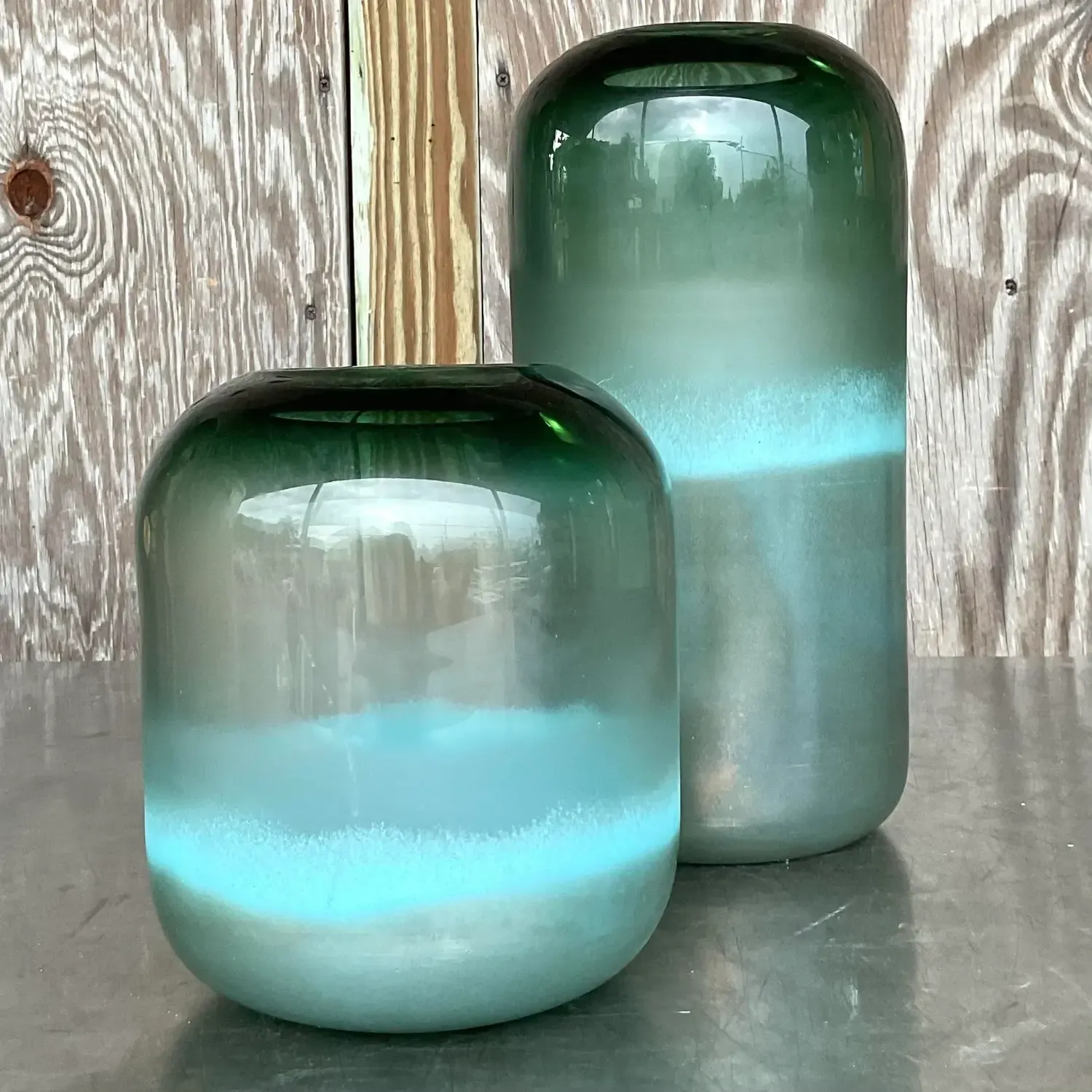 Vintage Contemporary Art Glass Ombre Vases - Set of 2 — additional photo 5