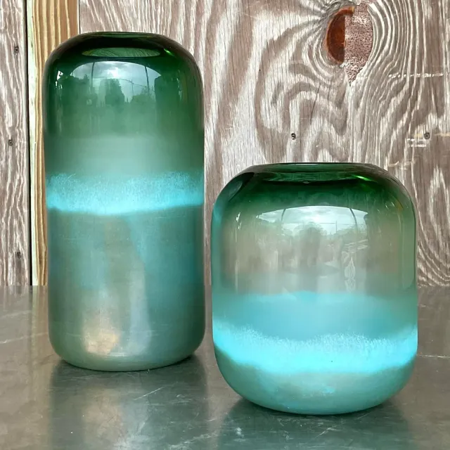 Vintage Contemporary Art Glass Ombre Vases - Set of 2 — additional photo 6